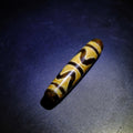 Antique Tibetan Dzi Bead Water Wave Pattern, Old Agate Dzi with Heavy Weathering 57x13mm