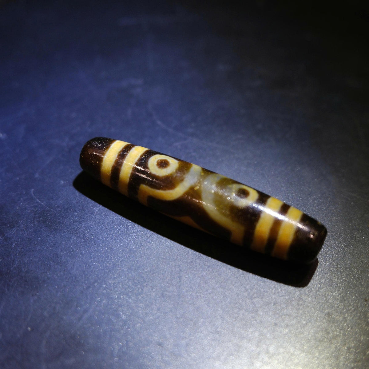 Antique Tibetan 3 Eye Dzi Bead, Old Weathered Agate Spiritual Bead 57x13mm