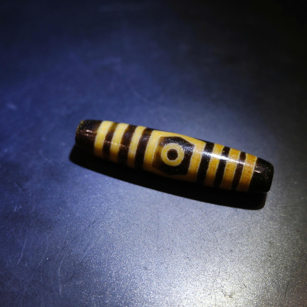Antique Tibetan 3 Eye Dzi Bead, Old Weathered Agate Spiritual Bead 57x13mm
