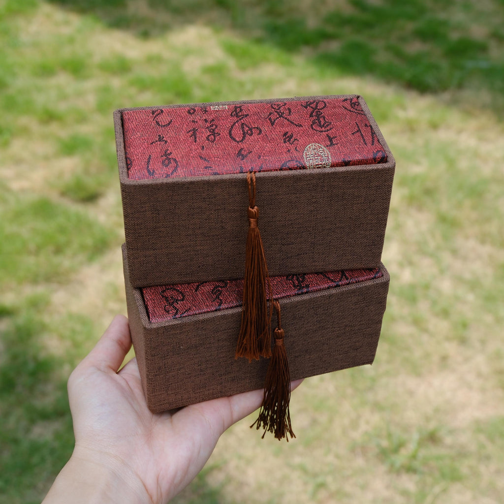 Wenwan Walnut Storage Box, 2 Slot Walnut Display Case, Hand Exercise Walnut Gift Box, Fabric Walnut Organizer, 13x6x7cm