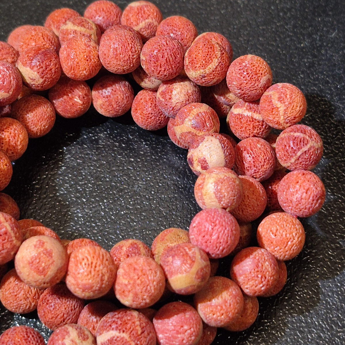 Handmade Red Coral Mala, 108 8mm Raw Beads Buddhist Rosary