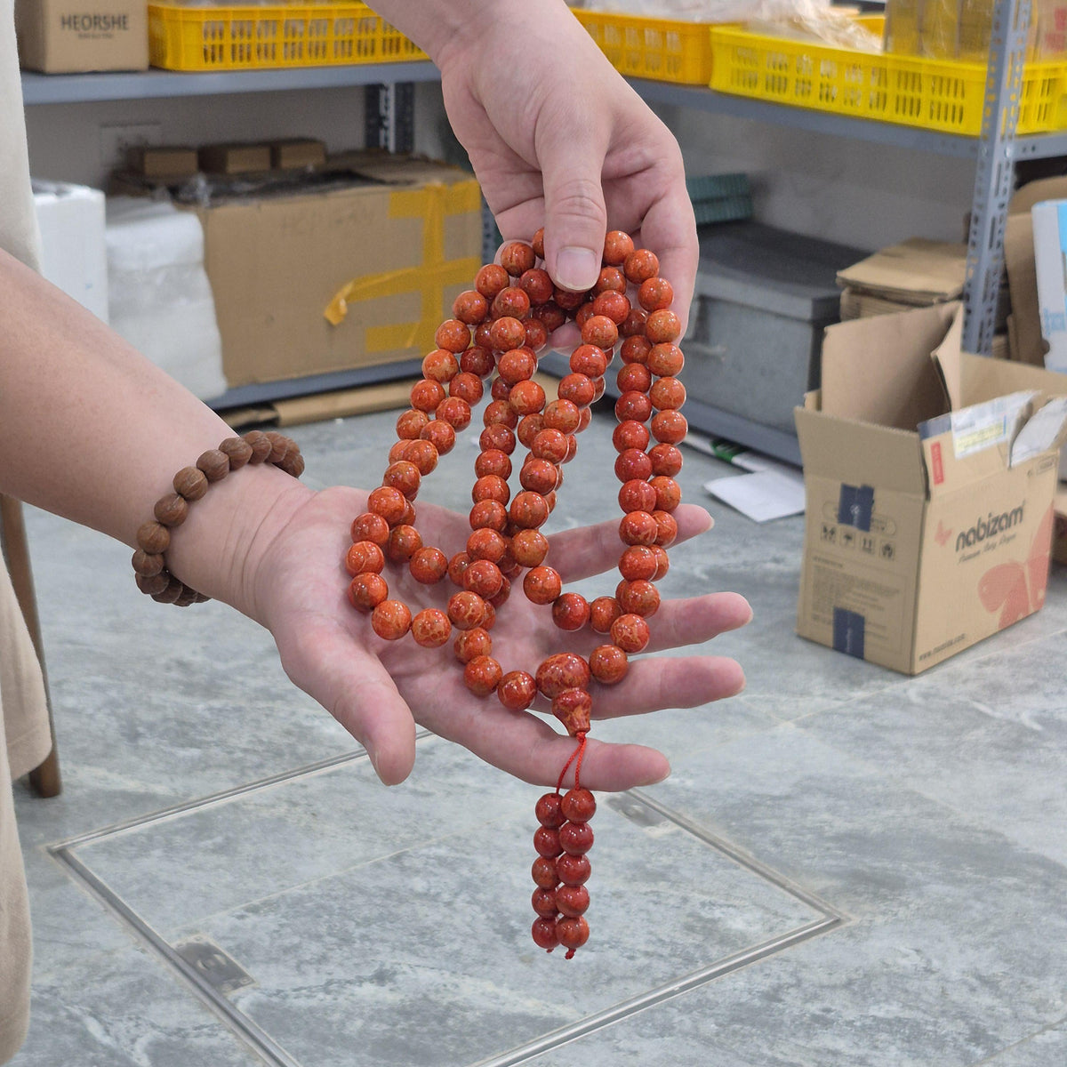 Red Coral Mala 108 Beads 14mm