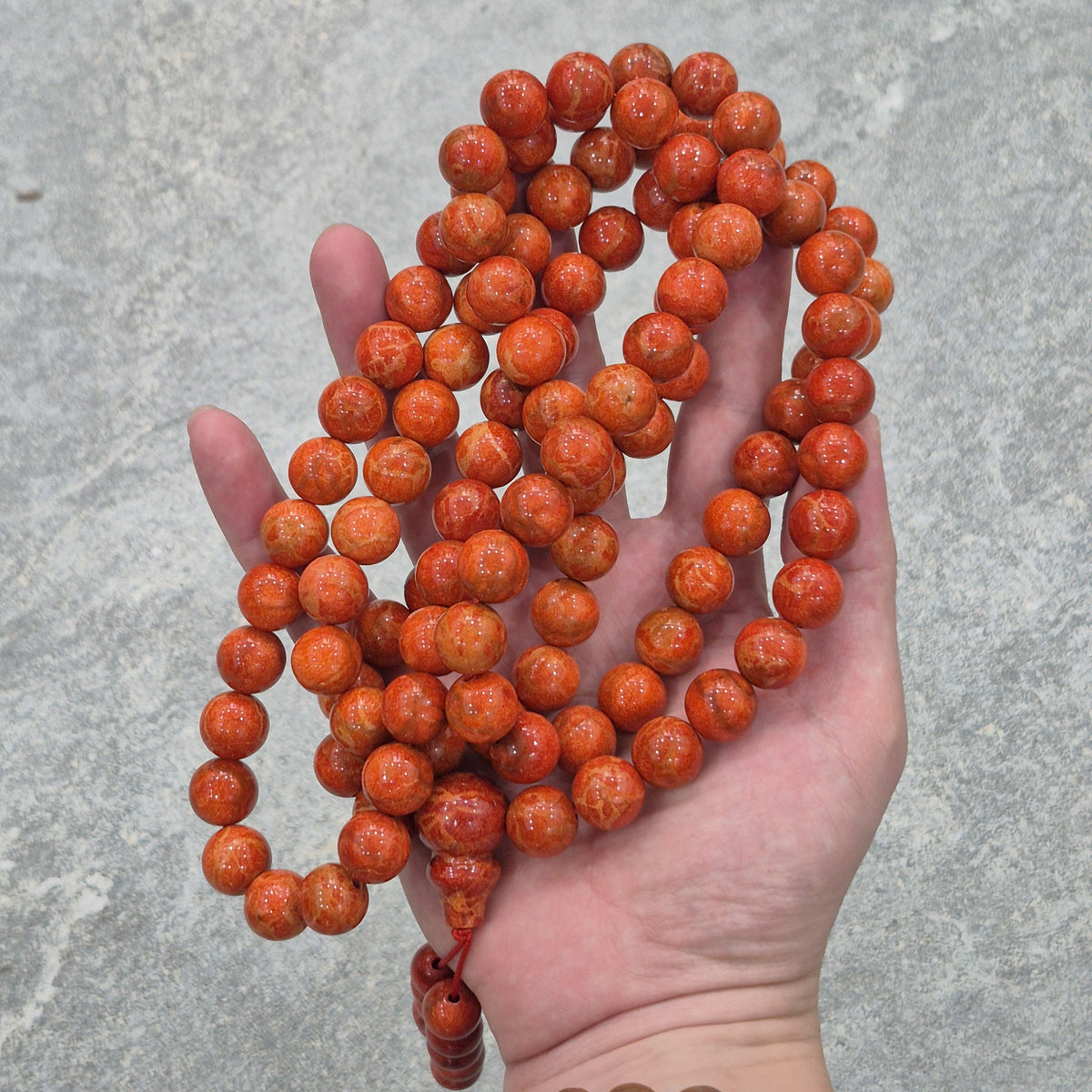 Red Coral Mala 108 Beads 14mm