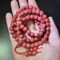 Handmade Red Coral Mala, 108 8mm Raw Beads Buddhist Rosary