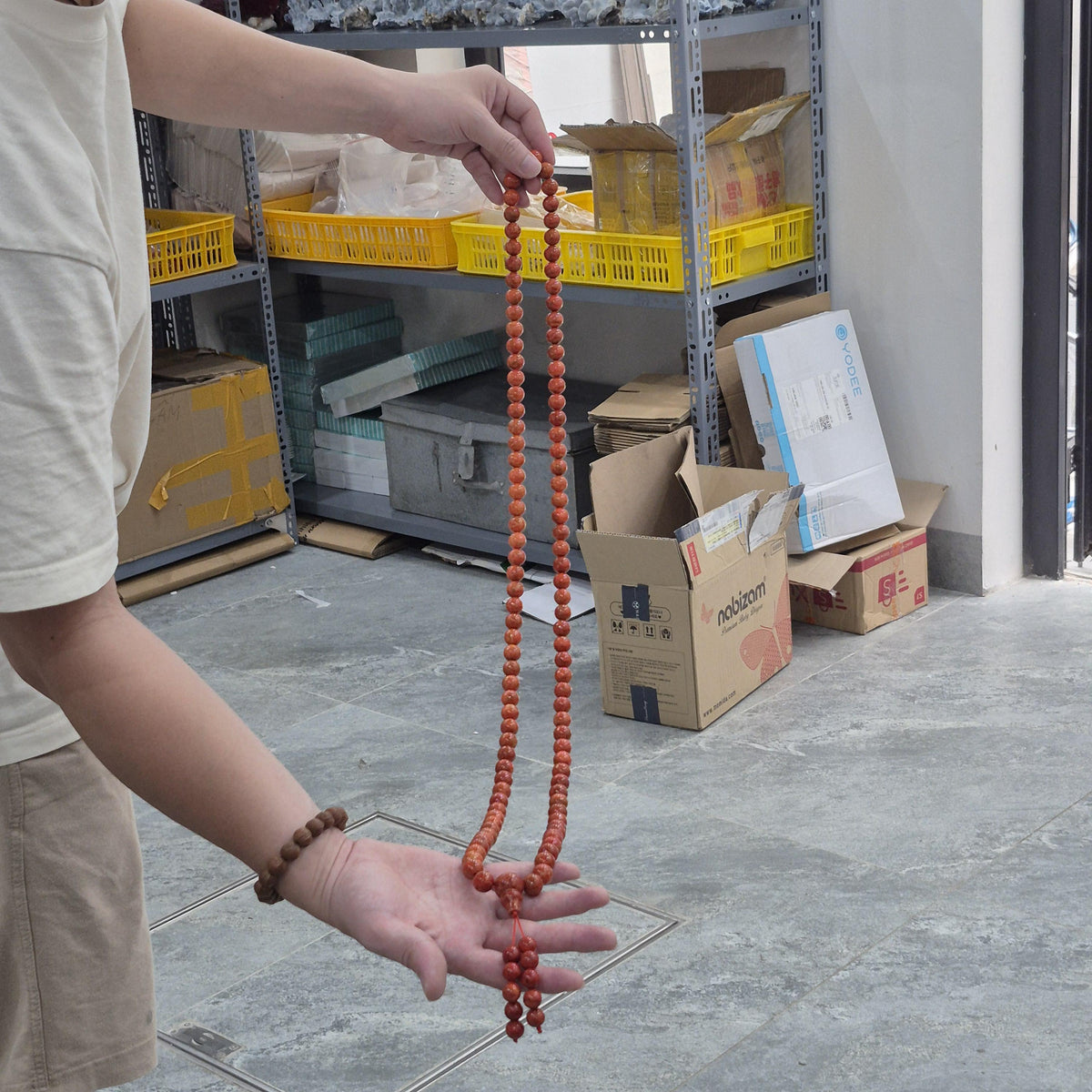 Red Coral Mala 108 Beads 14mm