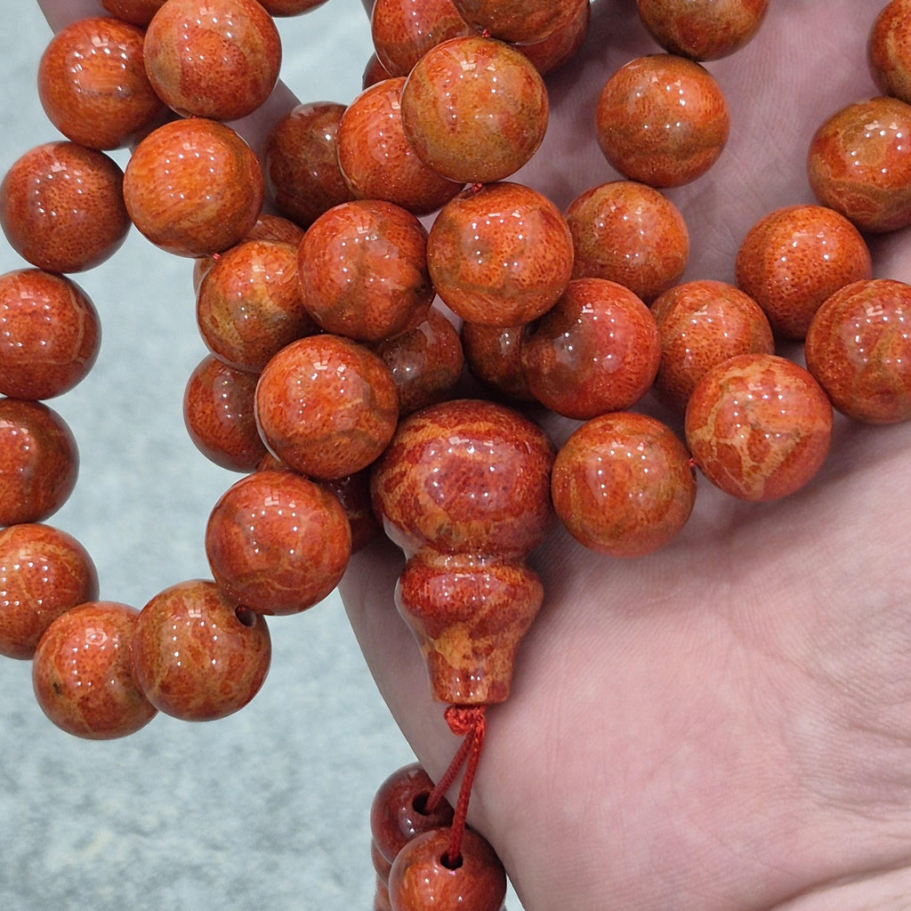 Red Coral Mala 108 Beads 14mm