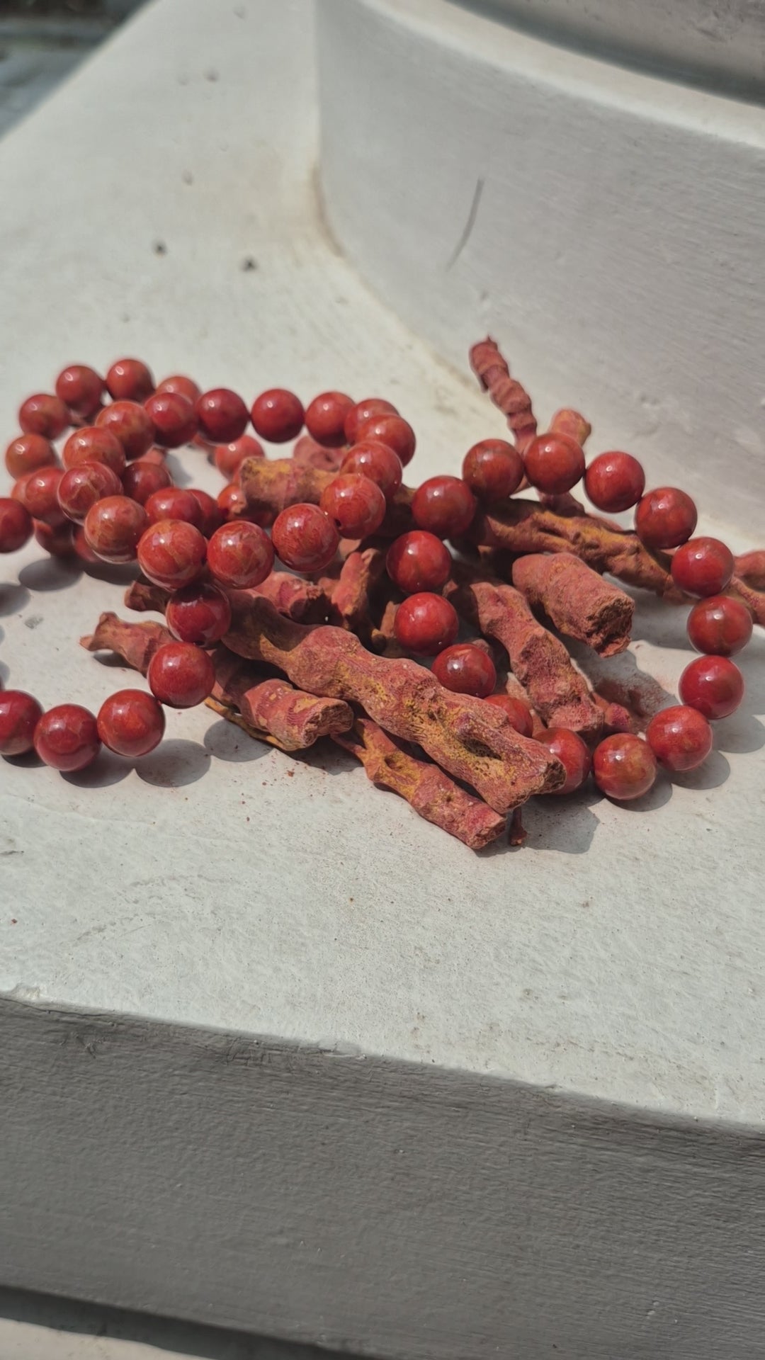 Handcrafted Natural Red Coral Bracelet 14mm Beads