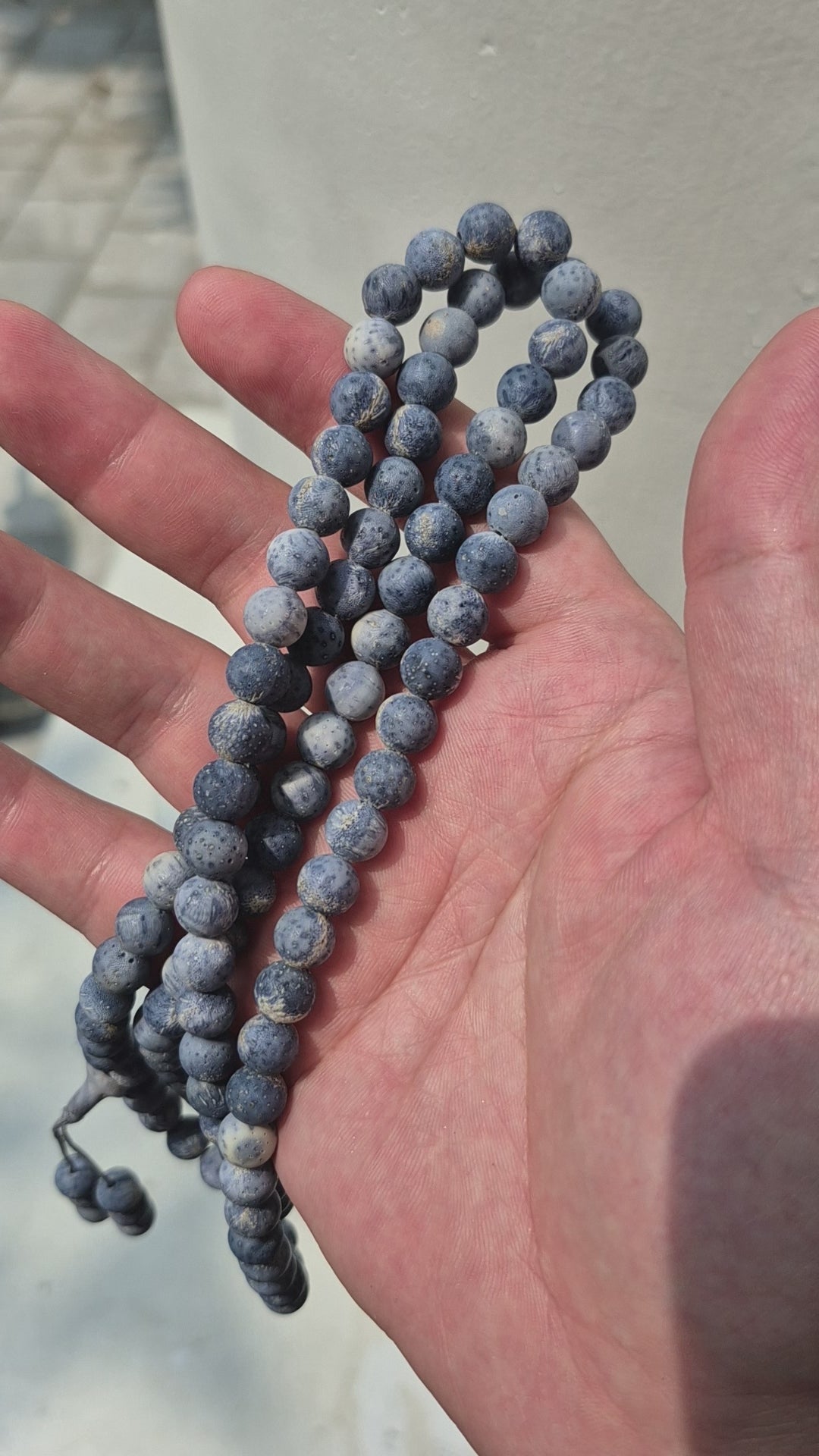 Raw Uncoated Blue Coral Mala 108 8mm Beads